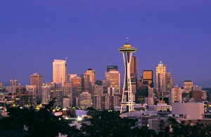 Seattle Cityscape Prints: Evening light on the Seattle skyline