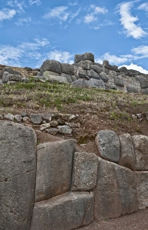 Famous ruins of stones in religious region Saqsayhuaman tourist attration near Cusco Peru Famous ruins of stones in religious region Saqsayhuaman tourist attration near Cusco Peru
