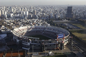 Flying to Aeroparque AEP airport in Buenos Aires: Estadio Monumental in Barrio River Flying to Aeroparque AEP airport in Buenos Aires: Estadio Monumental in Barrio River