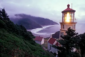 A foggy day on the Oregon coast at the Heceta Head Lighthouse A foggy day on the Oregon coast at the Heceta Head Lighthouse
