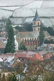 FRANCE- Alsace (Haut Rhin)- Ribeauville:Town view of Alsatian Wine Village in Winter FRANCE- Alsace (Haut Rhin)- Ribeauville:Town view of Alsatian Wine Village in Winter