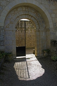 France, Midi-Pyrenees region, Gers Department. Outside the old Romanesque chapel of St France, Midi-Pyrenees region, Gers Department. Outside the old Romanesque chapel of St