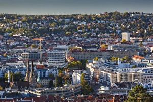 Germany, Baden-Wurttemburg, Stuttgart, elevated city view from Route 27, late afternoon Germany, Baden-Wurttemburg, Stuttgart, elevated city view from Route 27, late afternoon