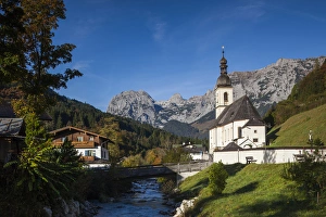 Germany, Bavaria, Ramsau, Ramsau church, fall Germany, Bavaria, Ramsau, Ramsau church, fall