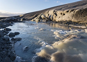 Glacial river, glacier Breidamerkurjoekull in the Vatnajoekull NP during winter Glacial river, glacier Breidamerkurjoekull in the Vatnajoekull NP during winter
