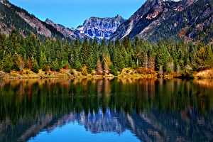 Gold Lake Reflection Mount Chikamin Peak Fall Snoqualme Pass Wenatchee National Forest Gold Lake Reflection Mount Chikamin Peak Fall Snoqualme Pass Wenatchee National Forest