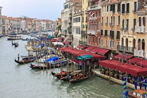 Grand Canal Restaurants and Gondolas. Venice. Italy Grand Canal Restaurants and Gondolas. Venice. Italy