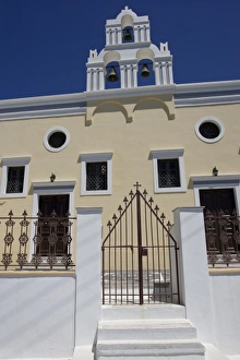Greece, Santorini. Gate to Greek Orthodox church Greece, Santorini. Gate to Greek Orthodox church