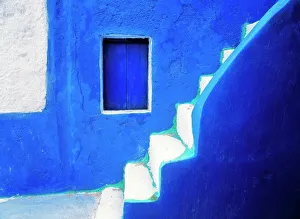 Greece, Santorini, Oia. Blue house and stairway Greece, Santorini, Oia. Blue house and stairway