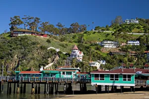 The Green Pier in Avalon Harbor on Catalina Island, California, USA The Green Pier in Avalon Harbor on Catalina Island, California, USA