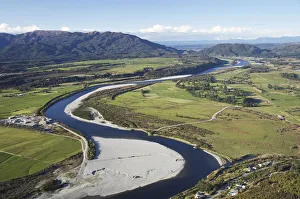 Grey River near Greymouth, West Coast, South Island, New Zealand - aerial Grey River near Greymouth, West Coast, South Island, New Zealand - aerial