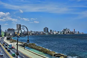 Havana Cuba beautiful road and walking Malecon along water in city from above building Havana Cuba beautiful road and walking Malecon along water in city from above building