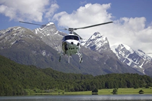 Helicopter, Diamond Lake, Paradise, near Glenorchy, Queenstown Region, South Island Helicopter, Diamond Lake, Paradise, near Glenorchy, Queenstown Region, South Island