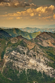 Hellgate Cliffs from top of Snowbird Tram, Geology, Little Cottonwood Canyon Hellgate Cliffs from top of Snowbird Tram, Geology, Little Cottonwood Canyon