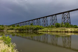 Hi-Line Railroad Bridge over the Sheyenne River in Valley City, North Dakota, USA Hi-Line Railroad Bridge over the Sheyenne River in Valley City, North Dakota, USA