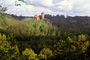 Historic Turaida Castle on the lushly forested banks of the Gauja River in the Gauja Historic Turaida Castle on the lushly forested banks of the Gauja River in the Gauja