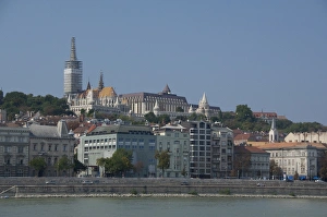 Hungary, Budapest. View from Pest across the Danube River to Buda. Castle Hill, Fisherman's Hungary, Budapest. View from Pest across the Danube River to Buda. Castle Hill, Fisherman's