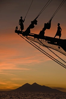 Indian Ocean, Indonesia, Komodo National Park. Sunset view of Silolona, a traditional Indian Ocean, Indonesia, Komodo National Park. Sunset view of Silolona, a traditional