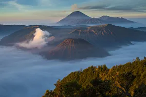 Indonesia, East Java. Overview of Mt. Bromo and Mt Indonesia, East Java. Overview of Mt. Bromo and Mt