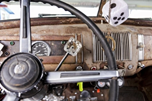 Interior of an old car in a parade. Truth or Consequences, New Mexico, USA Interior of an old car in a parade. Truth or Consequences, New Mexico, USA
