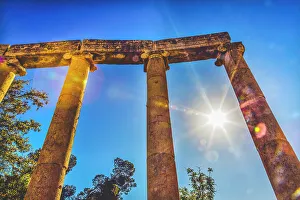 Jerash Archaeological Site Prints: Ionic columns Sun Oval Plaza, Jerash, Jordan. Jerash came to power from 300 BC to 600 AD