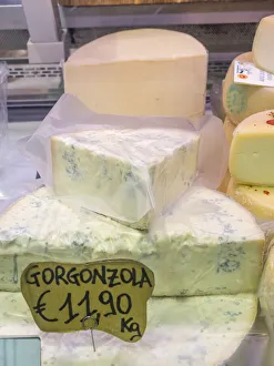 Italy, Florence. Blocks of gorgonzola cheese for sale in the Central Market Italy, Florence. Blocks of gorgonzola cheese for sale in the Central Market