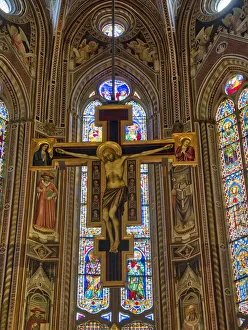 Italy, Florence. The Crucifix by Giotto in the Nave of the Church of Santa Maria Novelle Italy, Florence. The Crucifix by Giotto in the Nave of the Church of Santa Maria Novelle