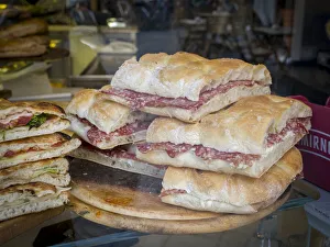 Italy, Florence. Ready made sandwiches for sale in the Central Market Italy, Florence. Ready made sandwiches for sale in the Central Market