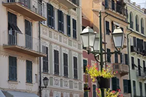 Italy, Liguria, Santa Margherita Ligure. Pastel buildings Italy, Liguria, Santa Margherita Ligure. Pastel buildings