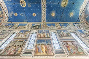 Italy, Padua, Scrovegni Chapel Ceiling with frescoes painted by Giotto in the 14th Italy, Padua, Scrovegni Chapel Ceiling with frescoes painted by Giotto in the 14th