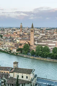 Italy, Verona. Looking Down on the city from Castello San Pietro Italy, Verona. Looking Down on the city from Castello San Pietro