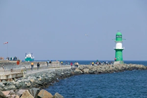 Lighthouse On The Shore Prints: jetty lighthouse, warnemunde