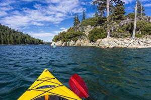 Kayaking in Emerald Bay, Emerald Bay State Park, Lake Tahoe, California USA Kayaking in Emerald Bay, Emerald Bay State Park, Lake Tahoe, California USA