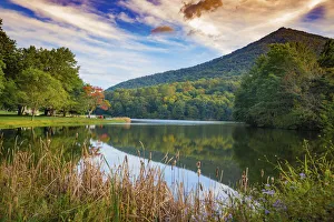 Lake reflections, Peaks Of Otter, Blue Ridge Parkway, Smoky Mountains, USA Lake reflections, Peaks Of Otter, Blue Ridge Parkway, Smoky Mountains, USA