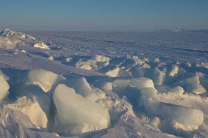 landscape of jumbled ice on the frozen Arctic ocean, off Herschel island and the landscape of jumbled ice on the frozen Arctic ocean, off Herschel island and the