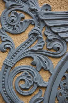 Baltic Sea Cities Prints: Latvia, Riga, Old Riga, Vecriga, art nouveau building detail at 10 Meistaru Iela Street