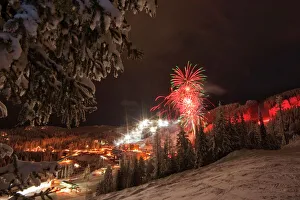 Looking down into the Big Mountain village area at night during the New Years Eve Looking down into the Big Mountain village area at night during the New Years Eve