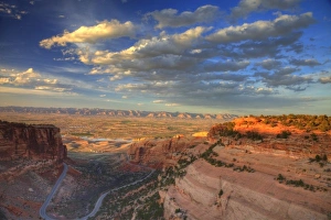 Looking down at the Fruita Canyon in the Colorado National Monument in Fruita, Colorado Looking down at the Fruita Canyon in the Colorado National Monument in Fruita, Colorado