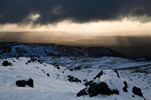 Looking out from Whakapapa Skifield towards National Park, Mt Ruapehu, Central Plateau Looking out from Whakapapa Skifield towards National Park, Mt Ruapehu, Central Plateau
