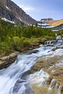 Lunch Creek with Pollock Mountain in Glacier National Park, Montana, USA Lunch Creek with Pollock Mountain in Glacier National Park, Montana, USA
