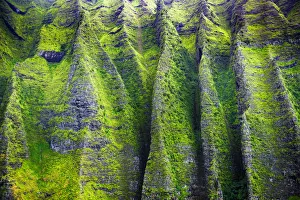 Lush canyon walls in Honopu Valley on the Na Pali Coast, Coast Wilderness State Park Lush canyon walls in Honopu Valley on the Na Pali Coast, Coast Wilderness State Park