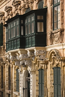 Malta, Valletta, Maltese architecture, buildings on Triq ir-Repubblika, Republic Street Malta, Valletta, Maltese architecture, buildings on Triq ir-Repubblika, Republic Street
