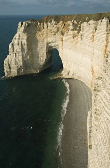 Etretat Chalk Cliffs Prints: Manneporte arch and chalk cliffs, Etretat, Normandy, FRANCE