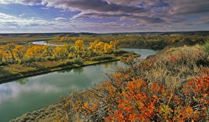 The Marias River in autumn in Liberty County, Montana, USA The Marias River in autumn in Liberty County, Montana, USA