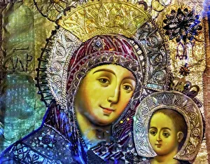 Mary Jesus Icon Greek Orthodox Church of the Nativity Altar Nave Bethlehem West Bank Palestine Mary Jesus Icon Greek Orthodox Church of the Nativity Altar Nave Bethlehem West Bank Palestine