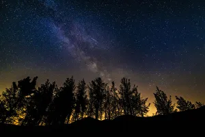 The Milky Way and Perseids meteor over Rose Valley, Los Padres National Forest The Milky Way and Perseids meteor over Rose Valley, Los Padres National Forest