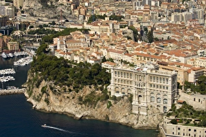 Monaco Oceanography Museum and Monaco, View from Helicopter, Cote d'Azur, Monaco Monaco Oceanography Museum and Monaco, View from Helicopter, Cote d'Azur, Monaco