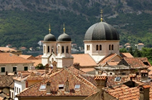 Montenegro, Kotor. Partial view of the city with the church of St. Nicholas. In 1979 Montenegro, Kotor. Partial view of the city with the church of St. Nicholas. In 1979
