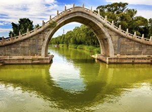 Moon Gate Bridge Reflection Summer Palace Ornate Roof Beijing China Moon Gate Bridge Reflection Summer Palace Ornate Roof Beijing China