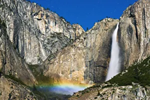 Moonbow and starry sky over Yosemite Falls, Yosemite National Park, California, USA Moonbow and starry sky over Yosemite Falls, Yosemite National Park, California, USA